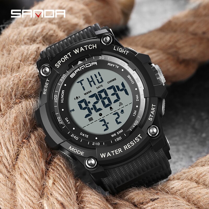Top Horloge 50M Waterdicht Heren Horloges Stopwatch Quakeproof Digitale Horloge Mode Man Sport Klok Sanda Grandado