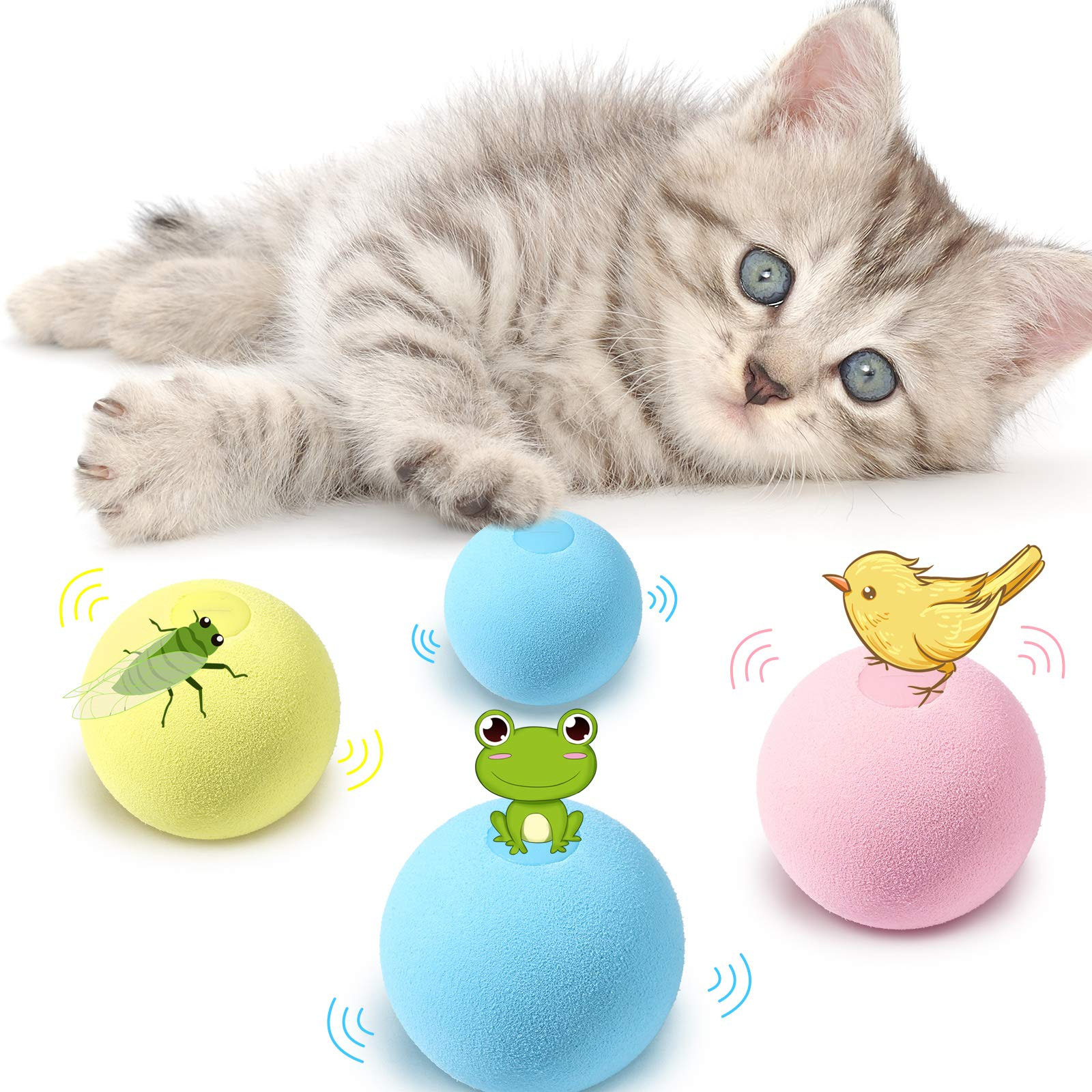 3 PCS Sound Cat Ball Toys Pet Interactive Kitten Toys Catnip Toy SelfPlaying Funny Ball Pet Products Cat Toy for Cats Kitten