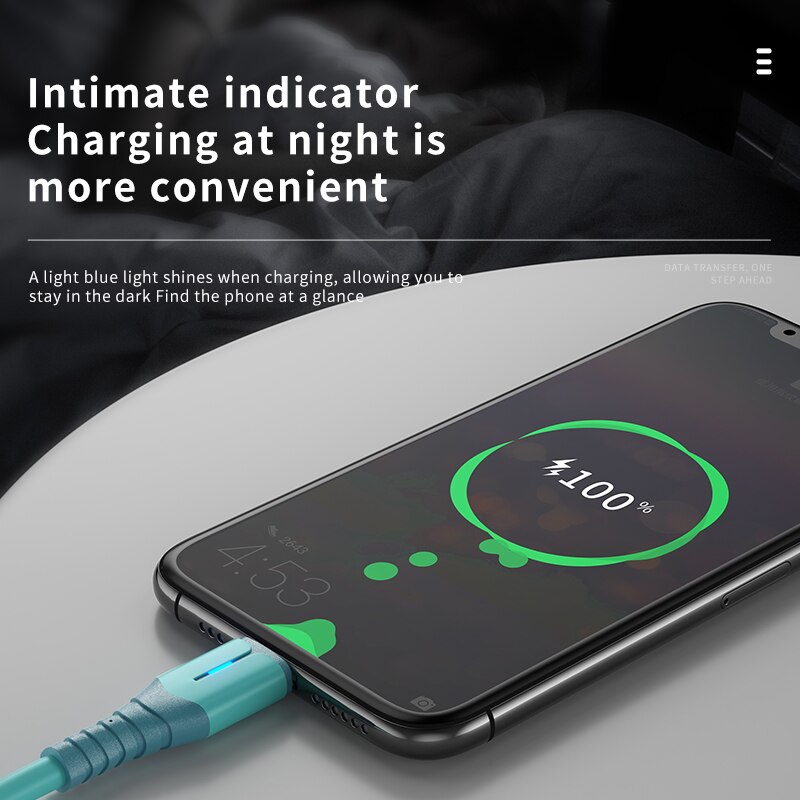 Câble USB type-c LED pour recharge rapide, cordon de chargeur usb-c pour téléphone Samsung, Xiaomi MI, Huawei, OPPO, 0.25M/1M/1.5M/2M