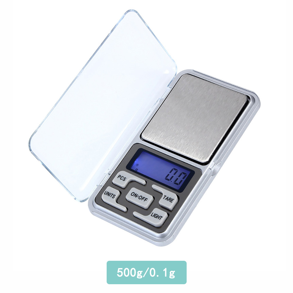 High Accuracy Mini Electronic Digital Pocket Scale Jewelry Calibration Weighing Balance Portable Counting Function Blue LCD: 500g-0.1g