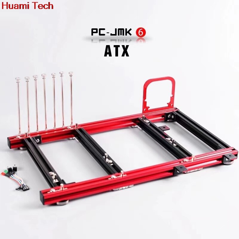 Aluminiowe stanowisko testowe dla ITX MATX ATX komputer otwarta ramka powietrze Obudowa HTPC gry komputerowe GPU zestawy DIY: ATX czerwony