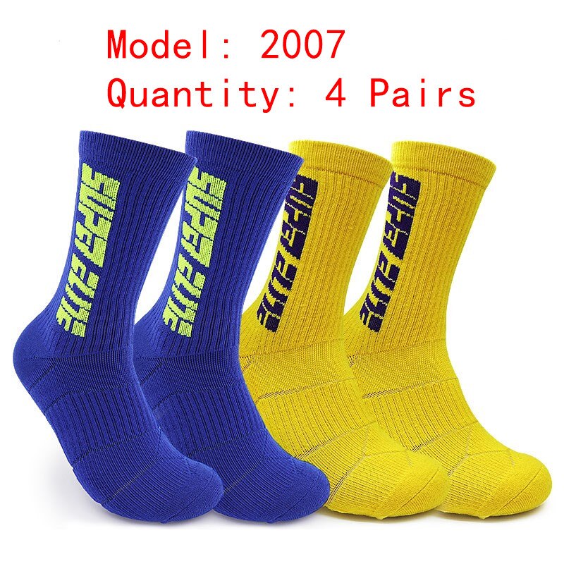 4 Pairs Sports Socks Crazy Letter Men Basketball Cycling Running Hiking Navy Sock Set With Terry Shock Absorption Walking Sock: 7