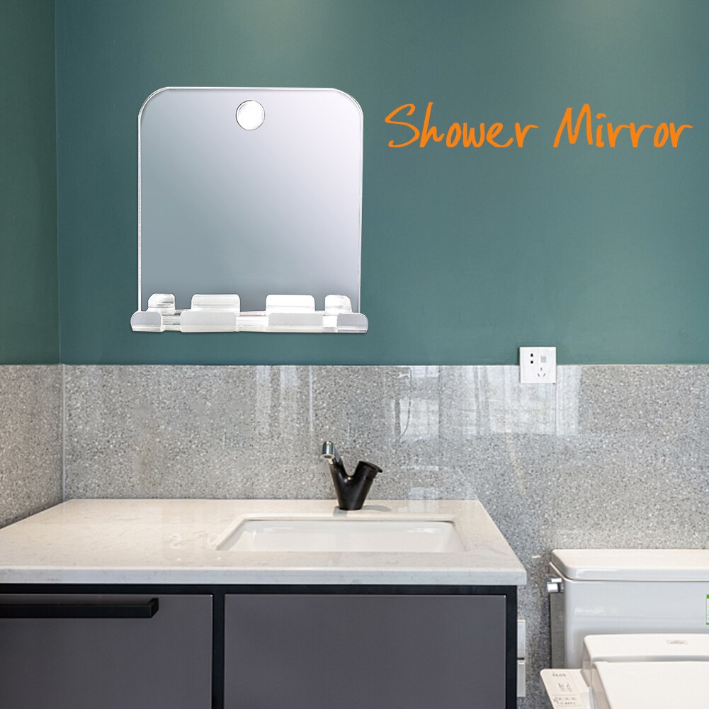 For Shaving Razor Holder Practical Acrylic Protable Washroom Home Travel Makeup Fogless Shatterproof Shower Mirror With Suction