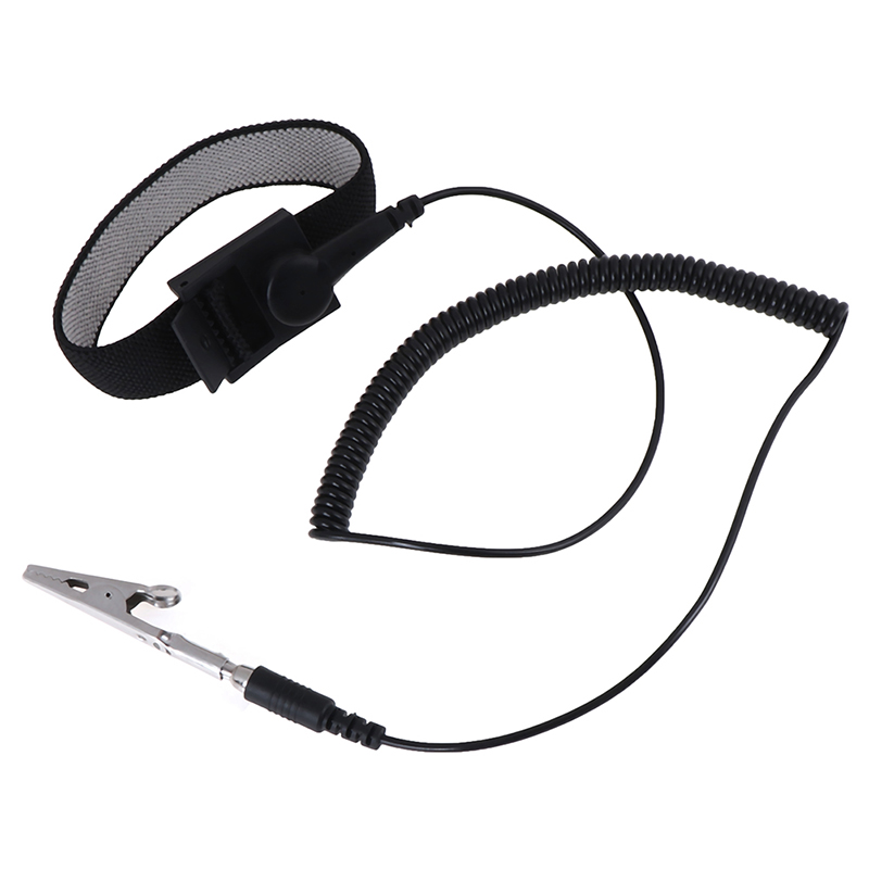 Antistatiskt armband elektrostatisk sladdlös trådlös justerbar esd urladdningskabel armband band hand med reservarmband: Mörkt guld