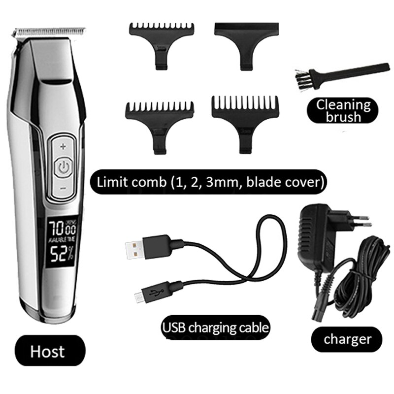 Kraftfuld kemei klipper kmei kant 0 mm skaldet kemel skaldet hoved barberemaskine kamei digital hårtrimmer usb kemey: Ingen detailboks / Au stik