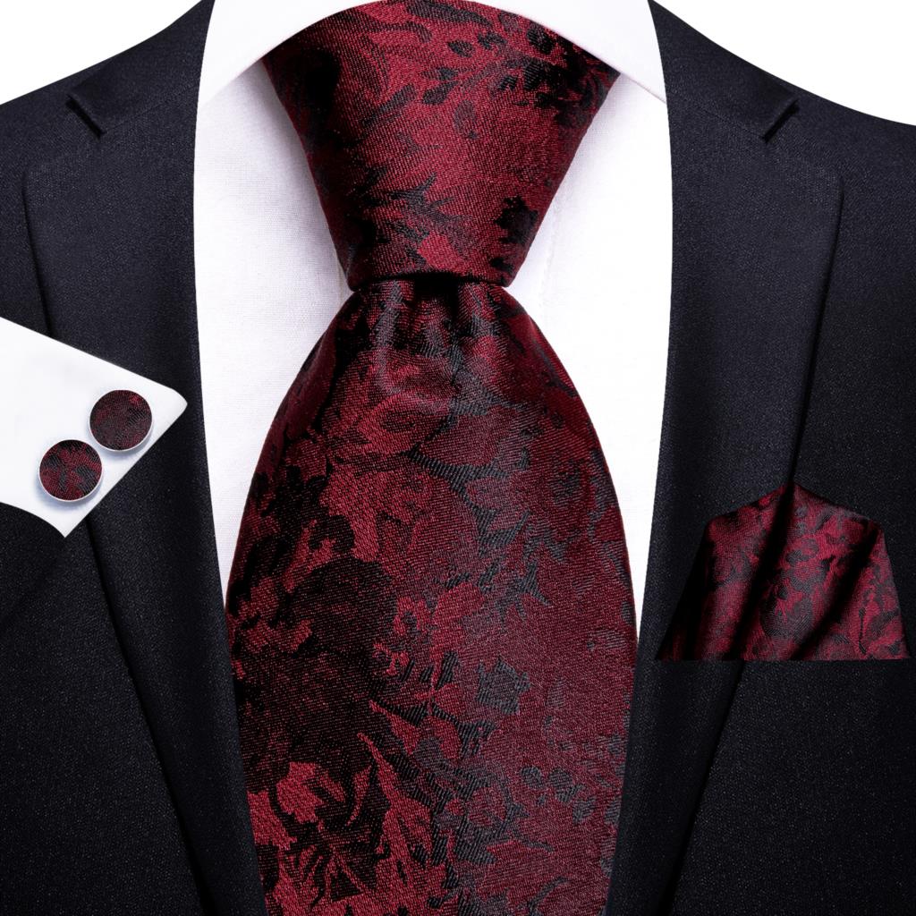 Hi-Tie Heren Cadeau Stropdas Set Rode Wijn Bordeaux Paisley Zijden Bruiloft Stropdas Voor Mannen Hanky manchetknoop: Blauw
