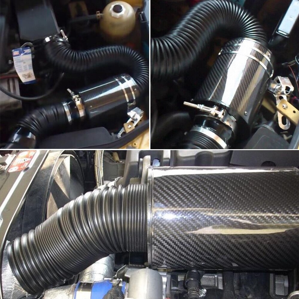 3 "système universel d'admission d'air froid de voiture avec le ventilateur emballant la boîte de filtre de Ram de Kit de filtre d'admission d'air d'induction d'alimentation froide de Fiber de carbone