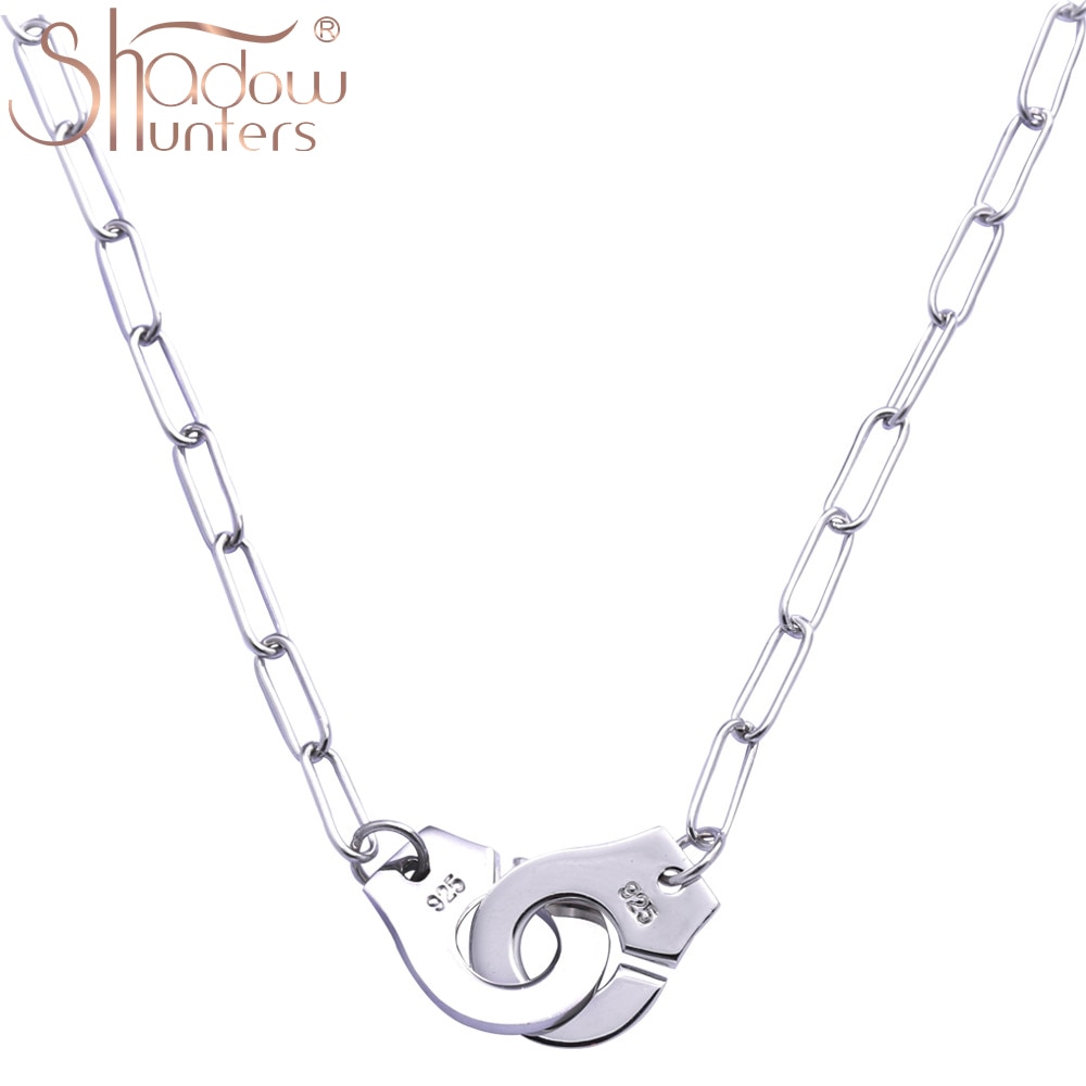 SHADOWHUNTERS Popular 925 Sterling Silver Handcuffs Pendant Chain Necklaces For Women Femme Real S925 Jewelry