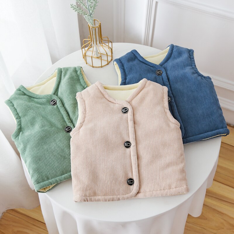 Kinderen Uitloper Winter Baby Vesten Corduroy Bodywarmer Vest Jongen Jassen Herfst Dikke Jas Meisje Jas Kinderen Jas Warm Vest