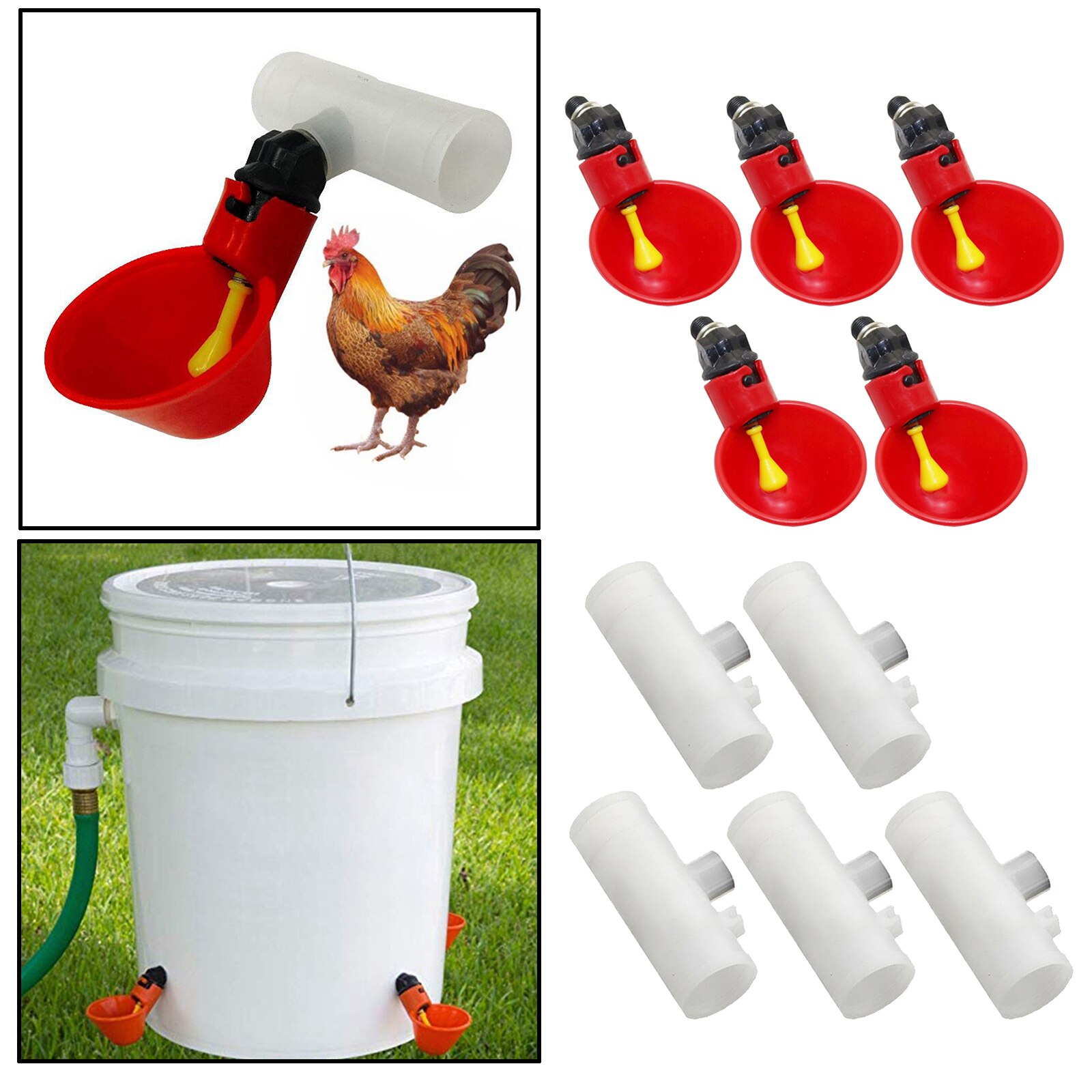 5pcs Chicken Drinker Drinking Cups for Chickens Quail Waterer Bowl Automatic Poultry Coop Feeder Water Drinking Cups