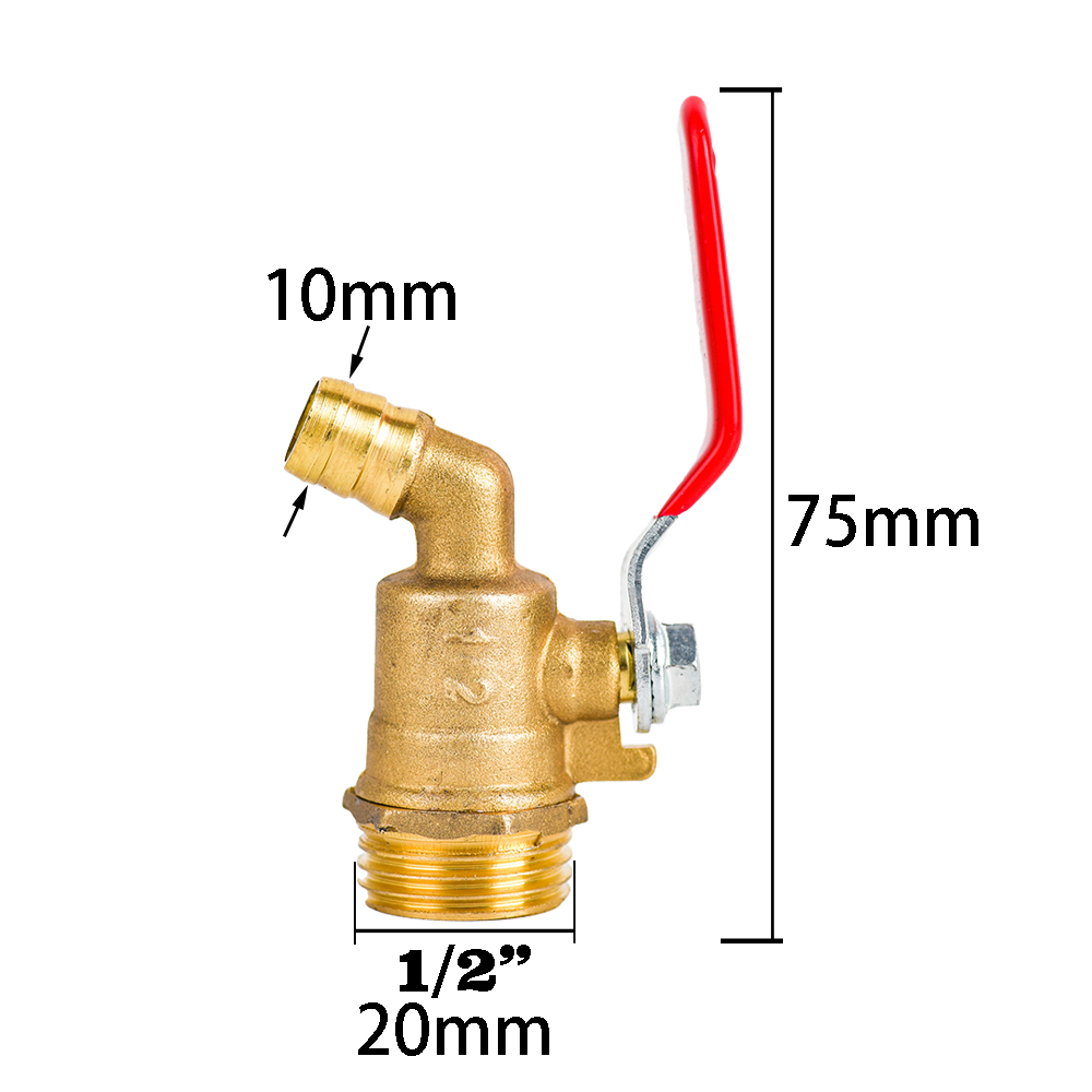 IBC Tank Brass Tap Adapter S60X6 Thread 10mm Garden Hose Connect Faucet Tank 1000 Liter IBC Tank Valve Fitting: Brown