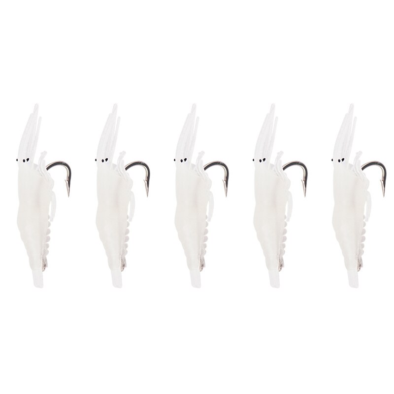 luminoso Gambero silicone artificiale esca simulazione morbido gambero con ganci carpa traballante per pesca affrontare/adescare/Accessori mare: 5pezzi  Luminous