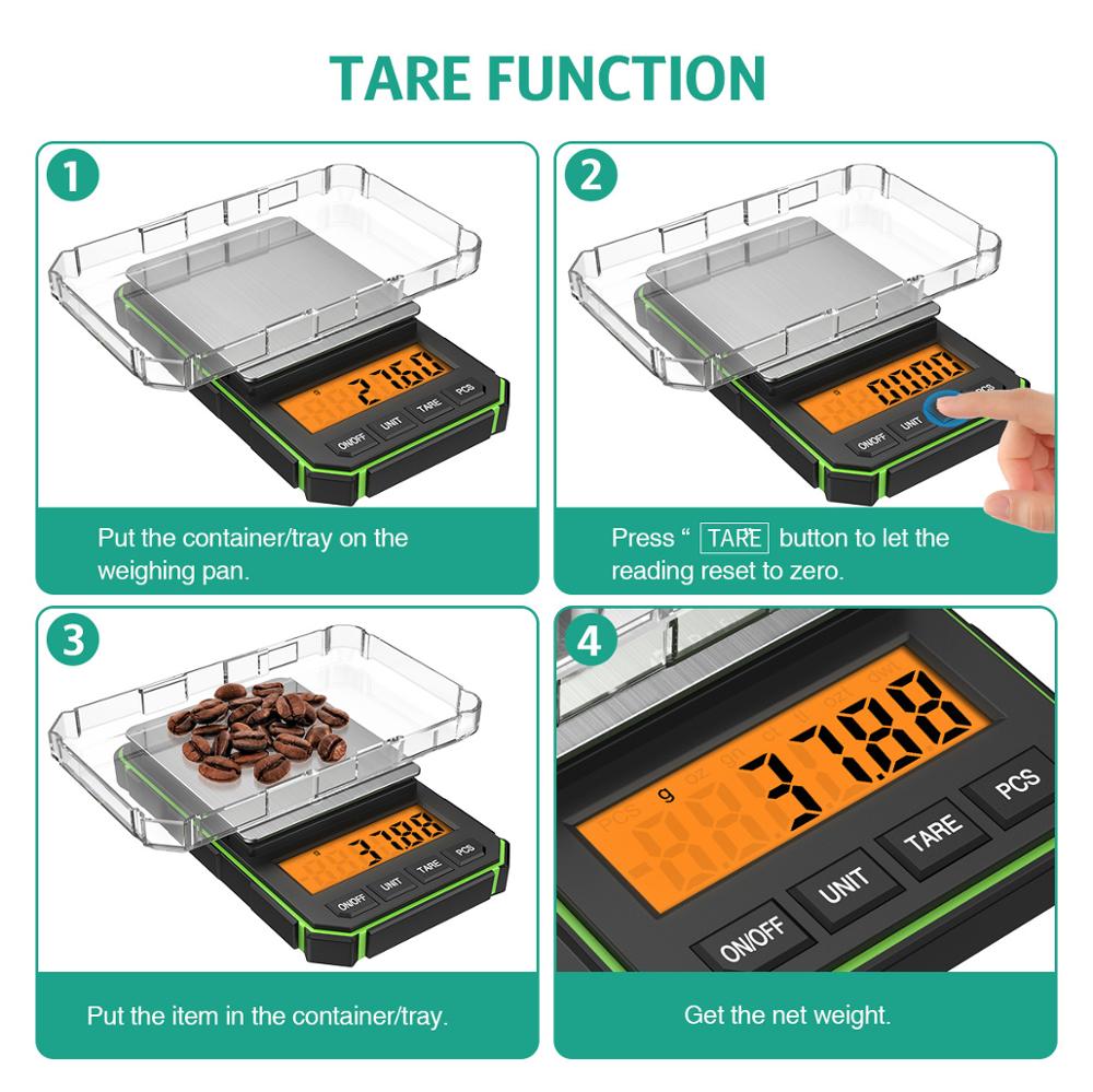 Báscula Digital electrónica multifunción de alta precisión, balanza de cocina para alimentos de 0,05g-300g, con pantalla LCD