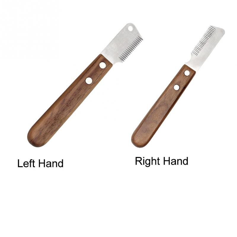 Home Ergonomic Knife Steel Blades Wooden Handle Pet Hair Removal Cat Dog Grooming Universal Stripping Tool