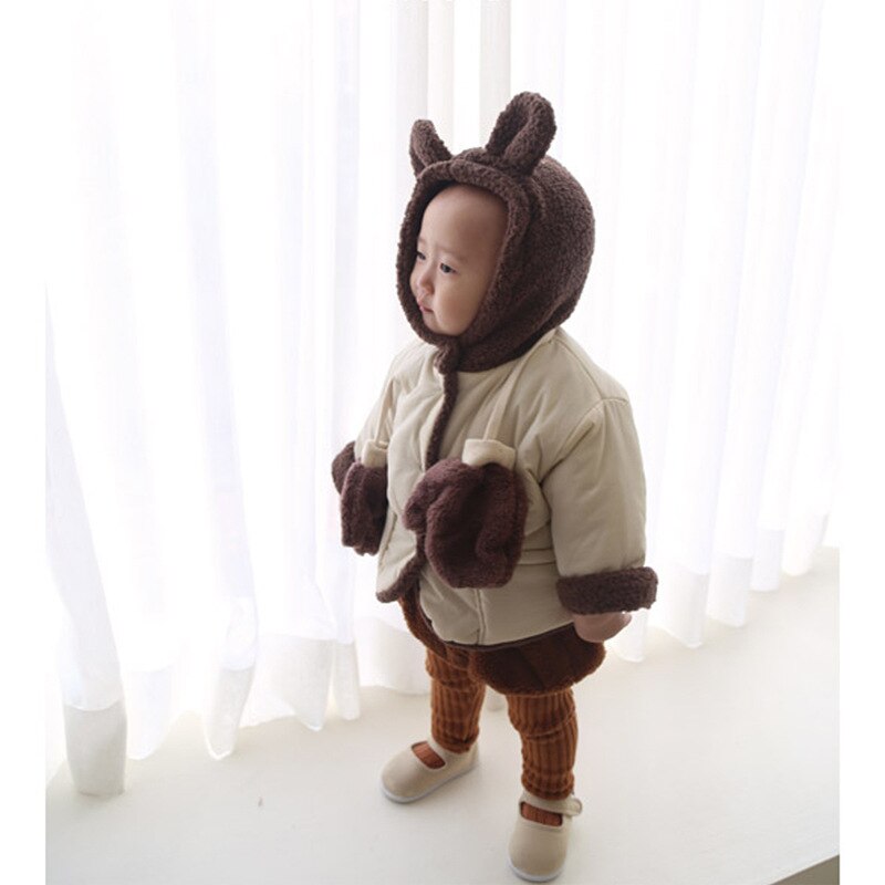 2021 New Baby Cute Bear cappotto con cappuccio inverno addensare vestiti per bambini caldi cotone neonato giacca in pile bambino ragazza vestiti caldi