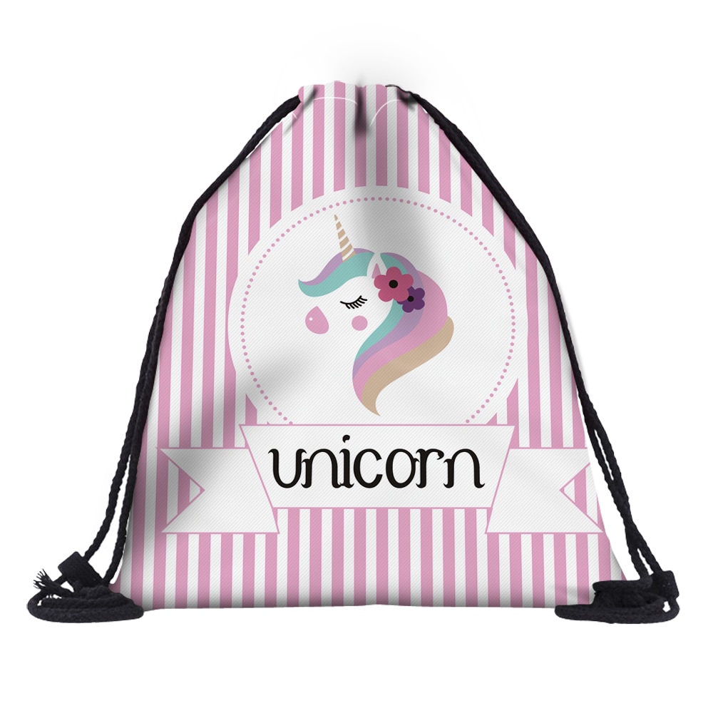 Deanfun 3D imprimé sac à cordon rayé licorne filles cartables pour Organzier 60133