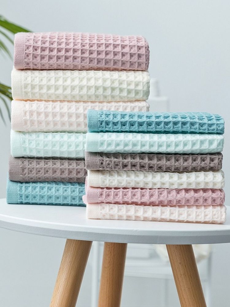 1 stks Wafel Zachte Gezicht Handdoeken voor Volwassenen Plaid Handdoek 100% Katoen Gezichtsverzorging Badkamer Gereedschap Sport Haar Handdoek 34*34 cm Vierkant