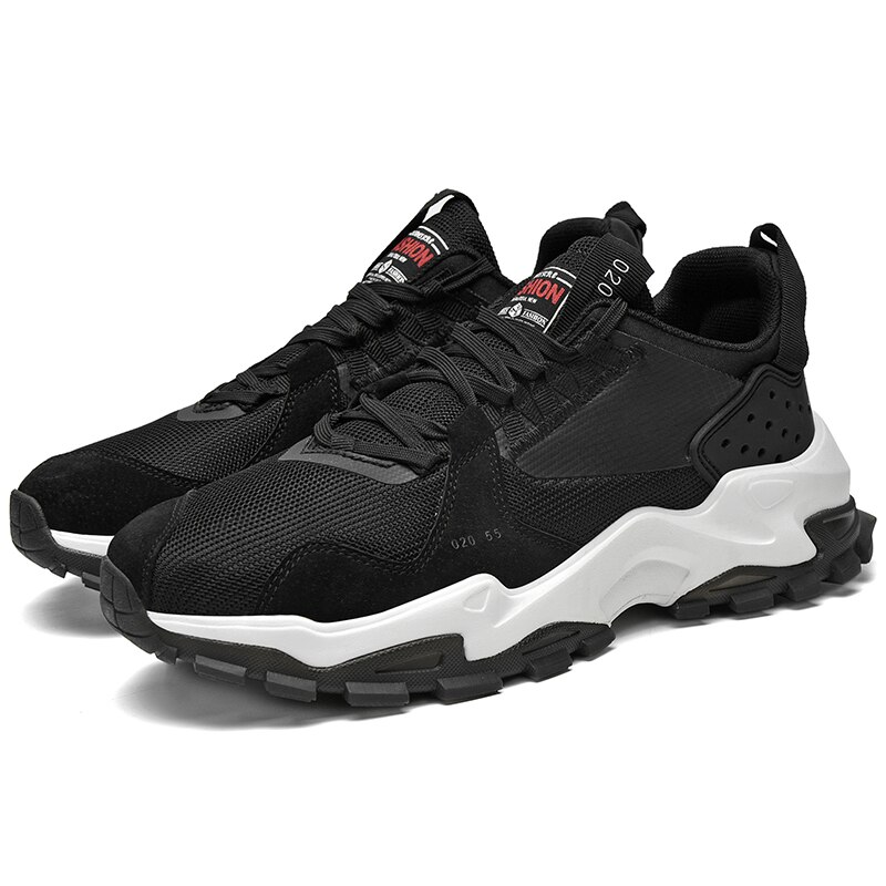 Trainers Mesh Schoenen Mannen Sneakers Ademende Casual Schoenen Lopen Mannelijke Antislip Volwassen Schoenen Zapatos De Hombre Sapato Masculino: Black / 10