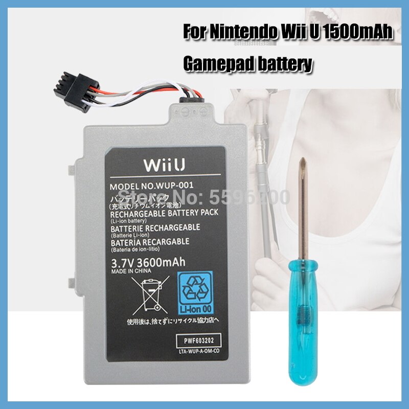 Paquete de batería recargable de ión-litio para Nintendo Wii U, 3,7 V, 3600mAh, baterías de repuesto para mando