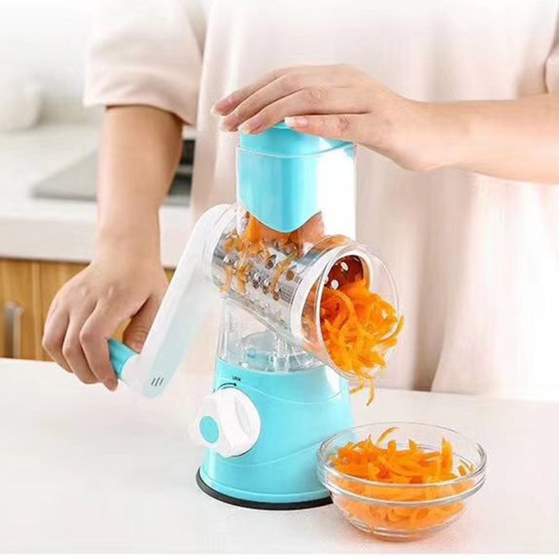 3 In 1 Multifunctional Manual Vegetable Cutter Round Mandoline Slicer Simple Potato Slicer Vegetable Spiralizer Kitchen Gadgets