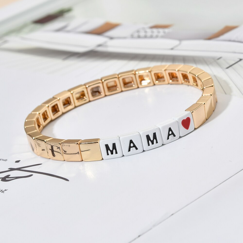 Zmzy guldfärg pulseira mama tjej pojke familjearmband metall sten armband & armband för kvinnor smycken femme love berloque