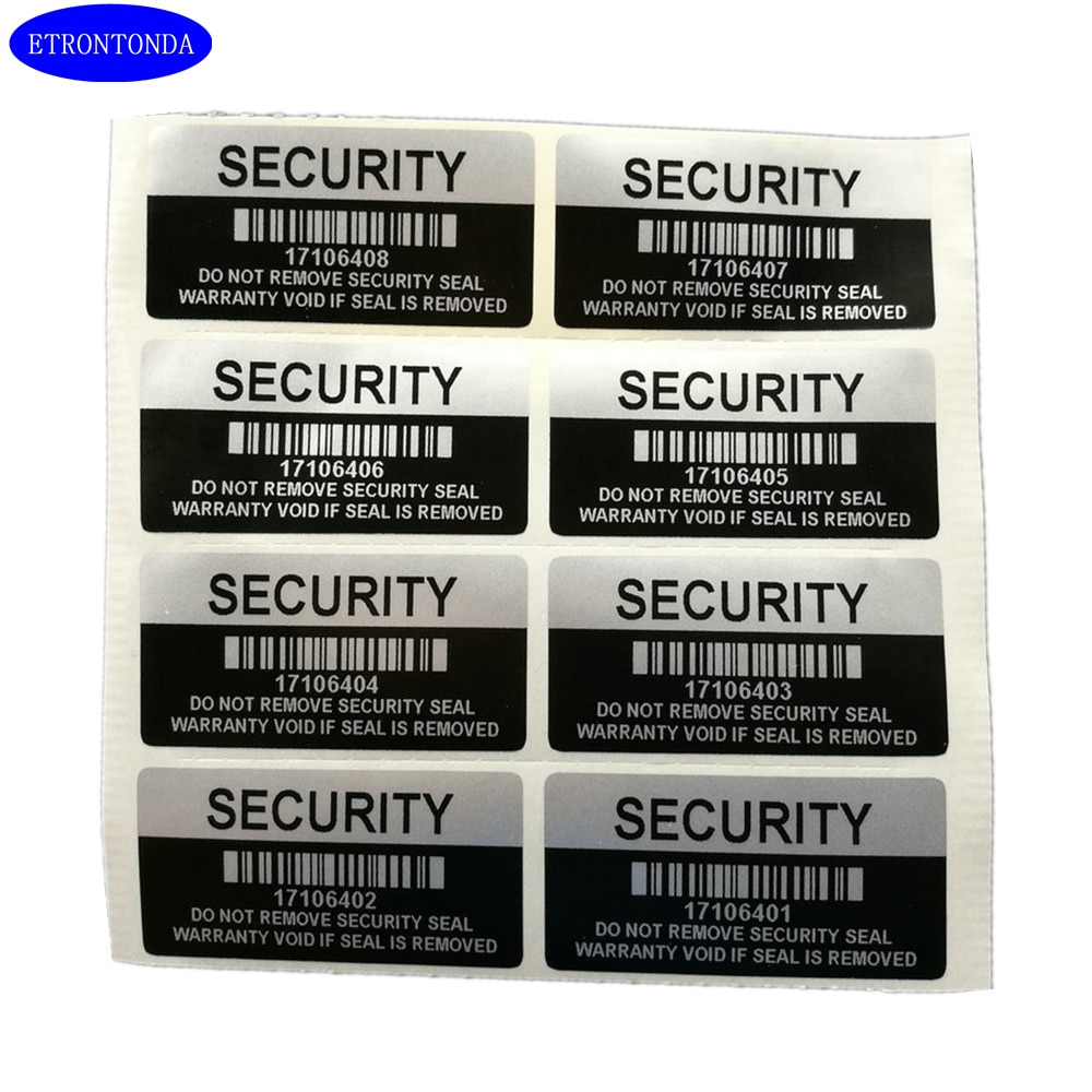 100 Silver Color VOID Security Labels Removed Tamper Evident Warranty Sealing Sticker With Serial Number And Barcode