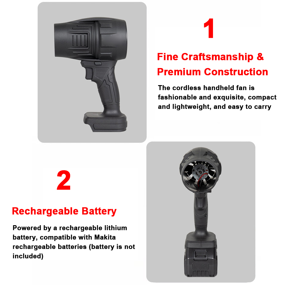 Ventilador Turbo de 1000W, ventilador violento de 500g de empuje, velocidad continua, soplador de hojas Turbofan de alta potencia, Mini ventilador de chorro de mano para batería Makita