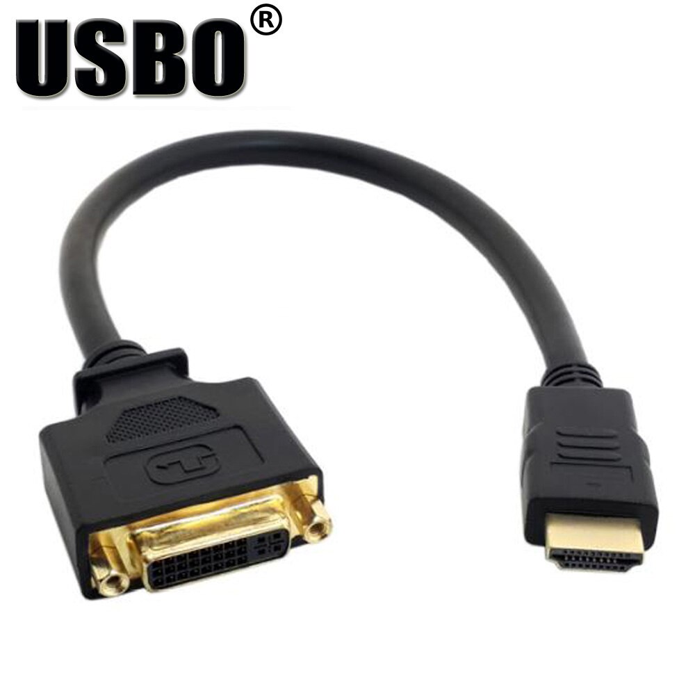 zwart 0.2 m vergulde HDMI HD adapter transfer lijn high speed HDMI male naar DVI 24 + 1 vrouwelijke adiuo video kabel