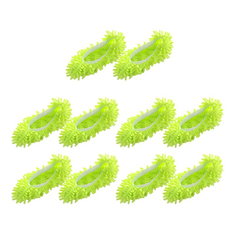 Calcetines de microfibra para pies, accesorio de limpieza práctico y elástico, herramienta para mopa, zapatilla de tela para suelo de vidrio, 10 piezas: Verde