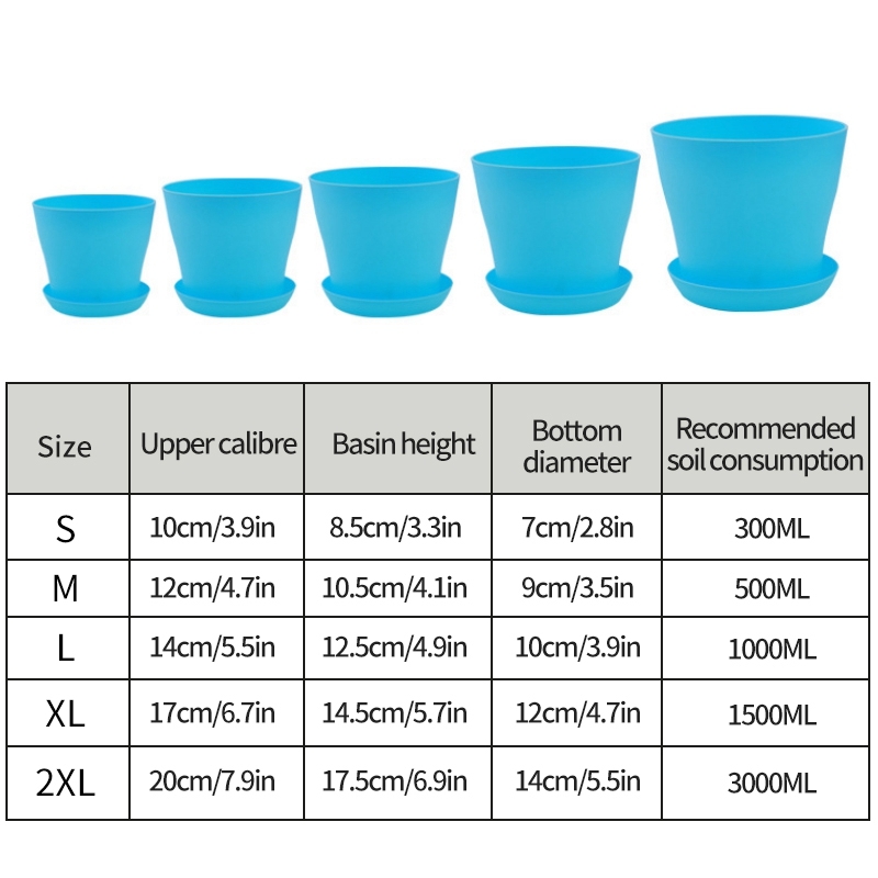 Plastic Flower Pots Planter Balconies Planting Potted Flower Pot Succulent Plant Pots with Tray Garden Indoor Bonsai Multi-Color