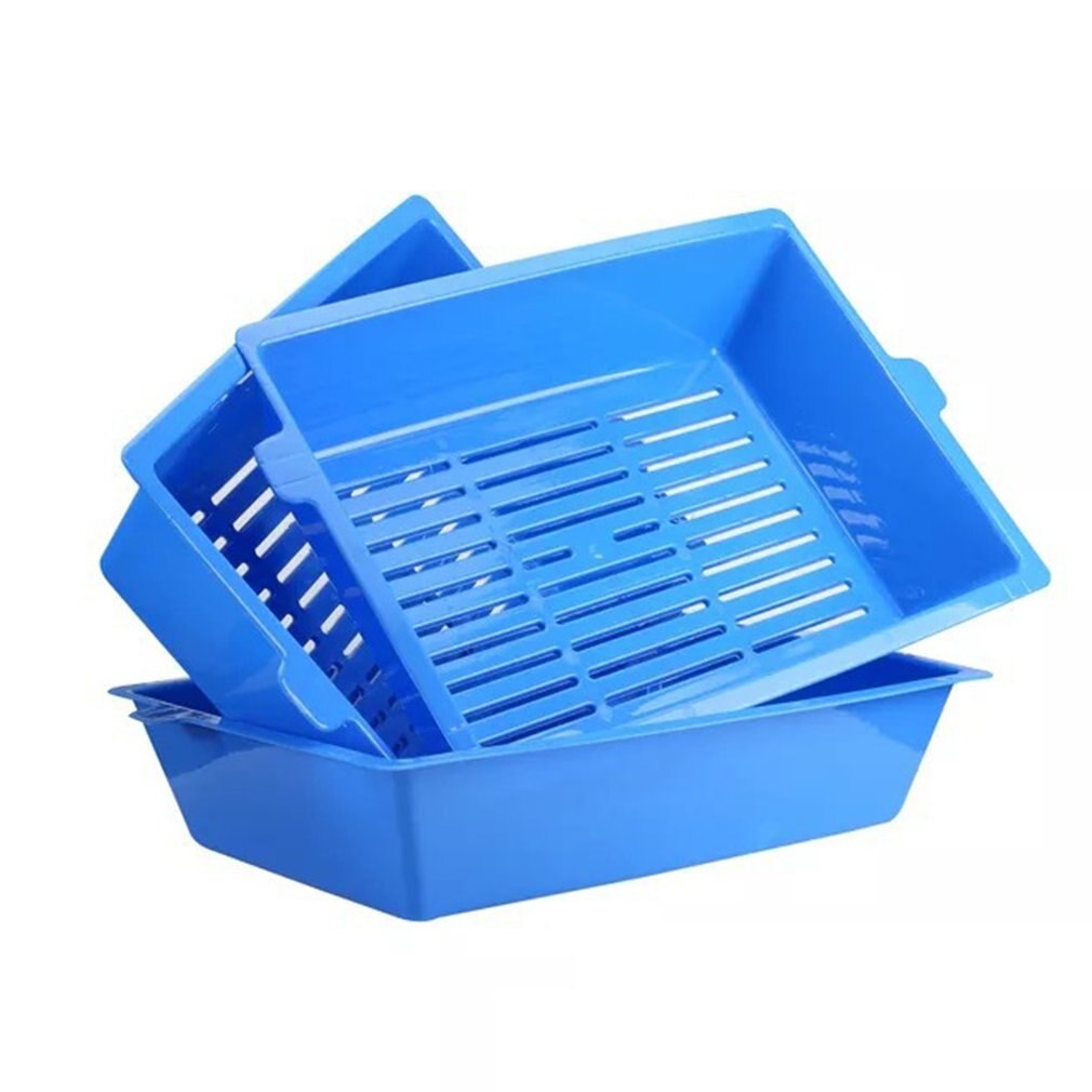 3 pièces de lit pour chat Semi fermé anti-éclaboussures chat toilette chat litière boîte en plastique bac à litière fournitures pour animaux de compagnie 3 plateaux verrouillés facile à utiliser: Default Title