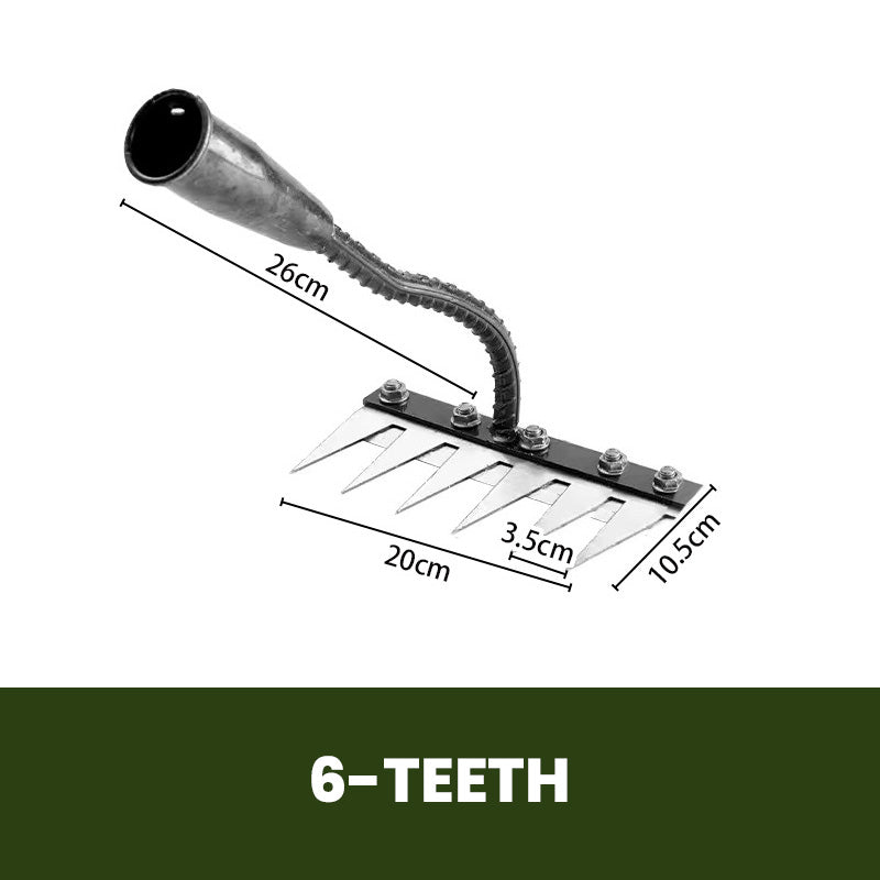 5/6/7/8 dentes de aço carbono jardim mão ancinho ferramenta fazenda capina scarificador agrícola prego harrow metal parar jardim capina: Cinza escuro