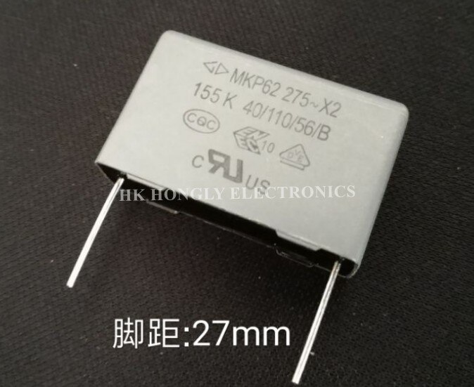 20 piezas MKP62 275V X2 474K 684K 105K 155K 225K 335K 0,47 UF 0,68 UF 1UF 1,5 UF 2,2 UF 3,3 UF 275VAC P = 27mm Condensador de película