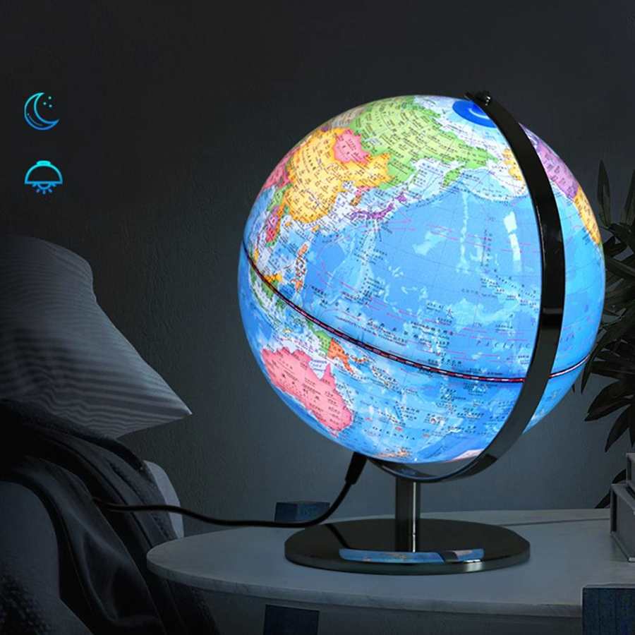 20Cm Globe Onderwijs Levert Desktop Decor Home Office Met Led Licht Wereld Aarde Globe Kaart Geografie Educatief Speelgoed