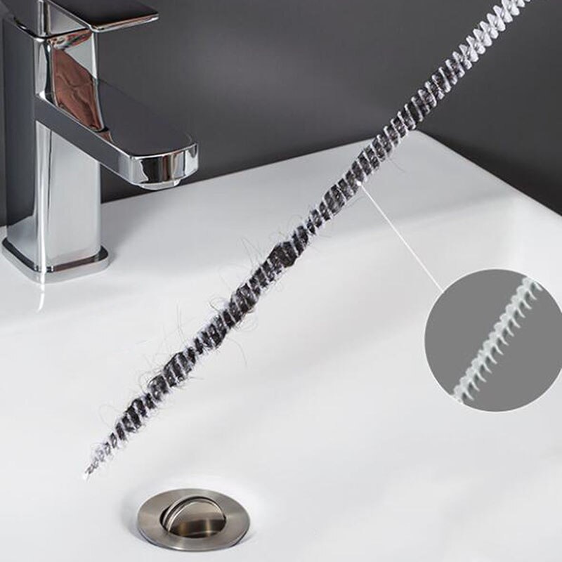 Pipeline Dredging Brush Spiral Sink Hair Pick Up Cleaning Sewer Dredging Brush Bendable Bathroom Kitchen Dredge Clean Brush