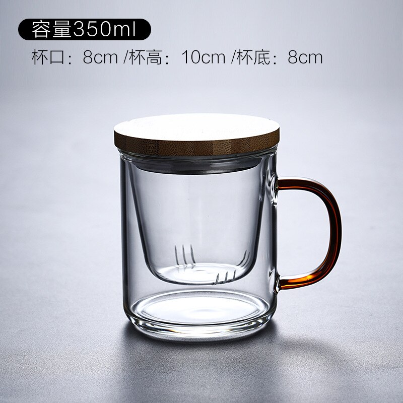 Glass Chinese Style Tea Mug With Lid Filter Coffee Cups Tea Set Mugs Beer Drink Office Mug Transparent Drinkware Glass Cups: D