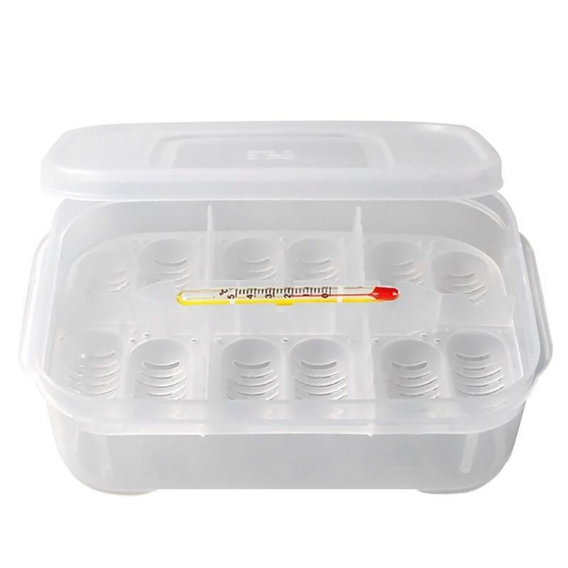 Pet Hatching Box 12 Holes Breeding Box Reptile Eggs Incubator Lizard Gecko Snake Case Amphibians Container Box With Thermometer: Default Title