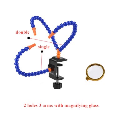 Toolour Bench Vise Table Clamp Soldering Station with 3pc Flexible Arms Soldeirng Iron Holder PCB Welding Repair Third Hand Tool: Gray