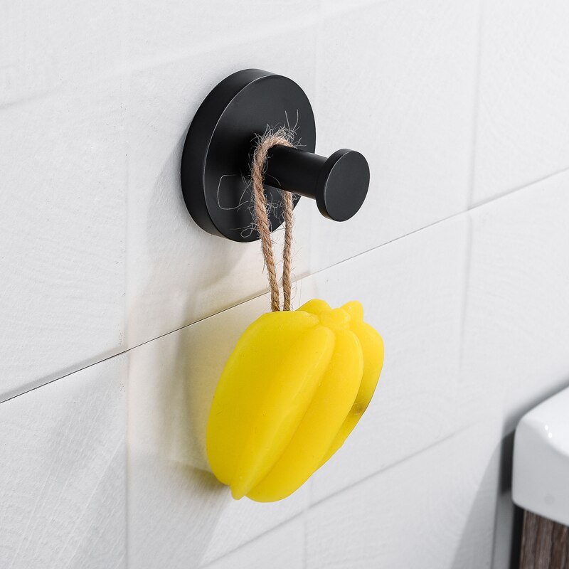 Mat sort håndklædeholder badeværelse kroge hardware sæt håndklæde bar sæbe opvask håndklæde ring toilet børste papir holder badeværelse tilbehør