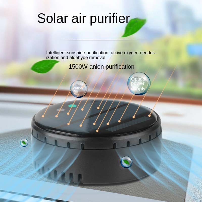 Solcelledrevet billuftrenser usb iltrenser negativ ion 1200 mah hepa-filter  pm2.5 røgfjerner indvendig luftfrisk bilforsyninger