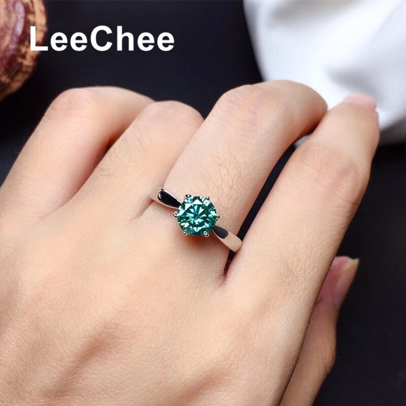 Groen Blauw Moissanite Ring Echte 925 Sterling Zilveren Fijne Sieraden 1CT Vvs Lab Diamond Met Certififcate Voor Vrouwen Anniversarygift