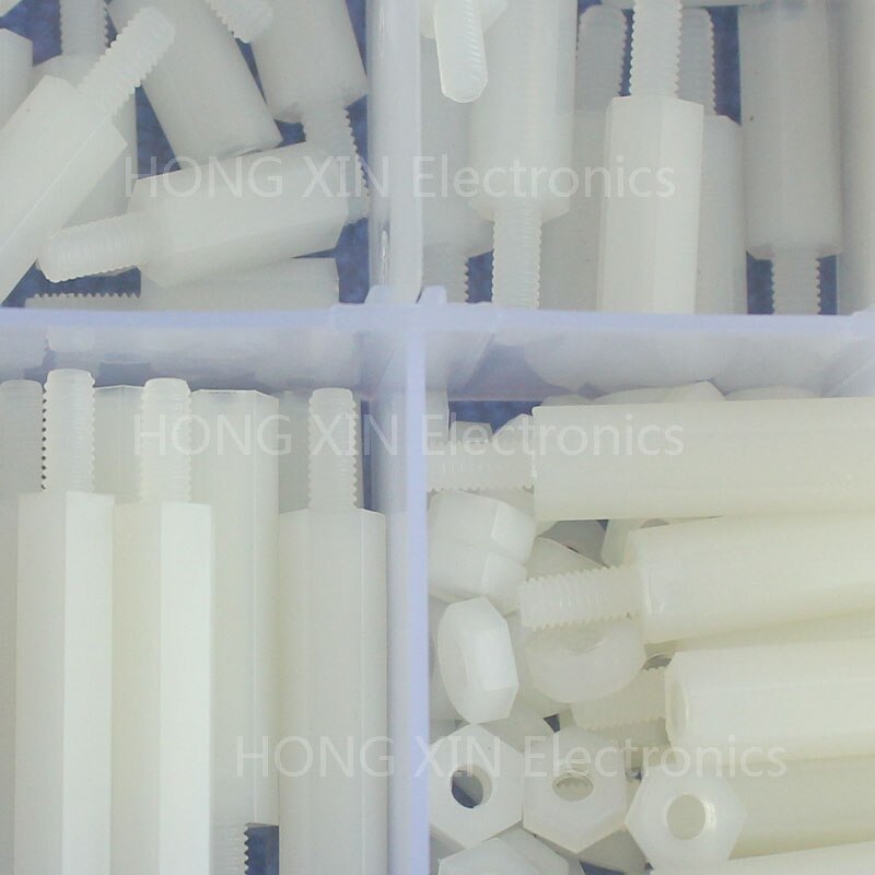 240 st  m2.5 nylon hex distanser skruv mutter sortiment kit avstånd plast tillbehör set