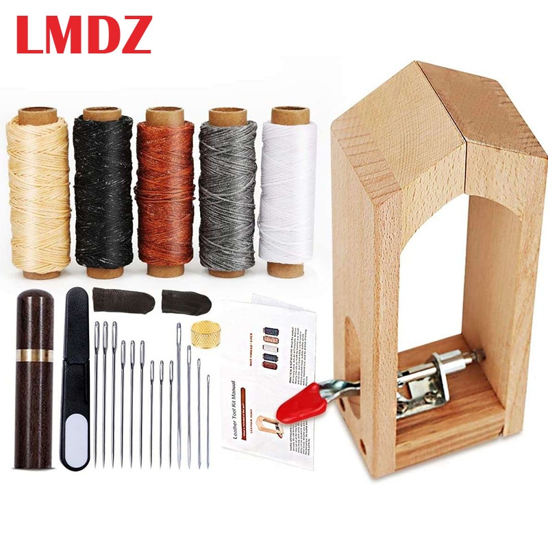 LMDZ-pince à coudre pour cuir, outils de travail, Kits de couture de cuir, poney à couture de cuir avec aiguille en cuir et fil ciré