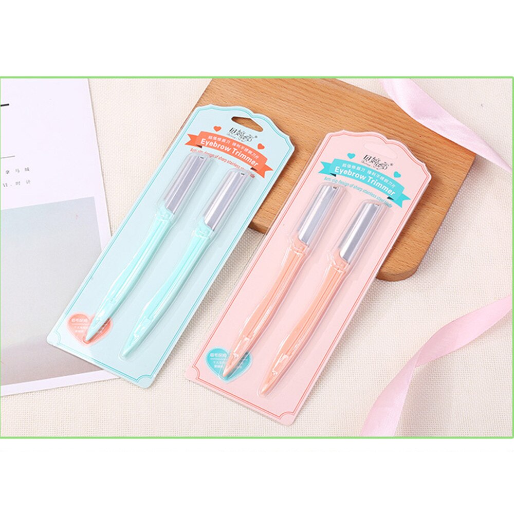 2pcs Eyebrow Razor Trimmer Portable Japan Simple Style Facial Hair Remover Shaver Trimmer Shaper Dermaplaning Tool for Women