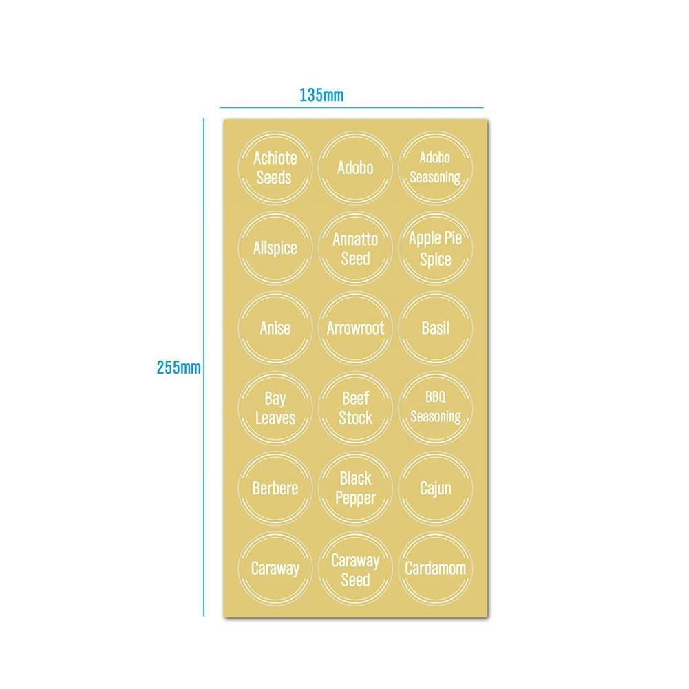 Etiquetas de especias transparentes preimpresas, pegatinas autoadhesivas impermeables con letras blancas y negras para tarros de cocina, Seaso Y2c2