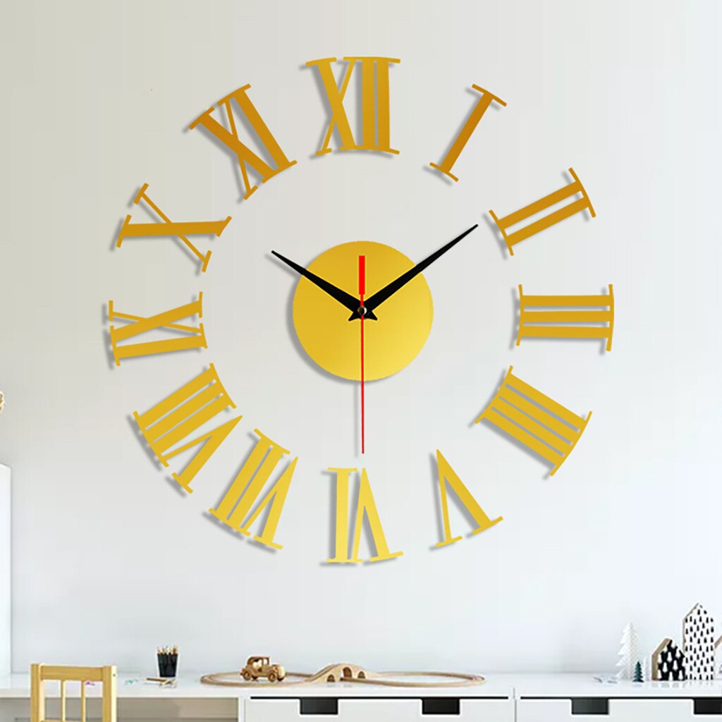 3D diy Acrylic Mirror Wall Clock Watch Quartz Stickers Frameless DIY Wall Mute Clock 3D Mirror Surface Sticker Home Office Decor: C