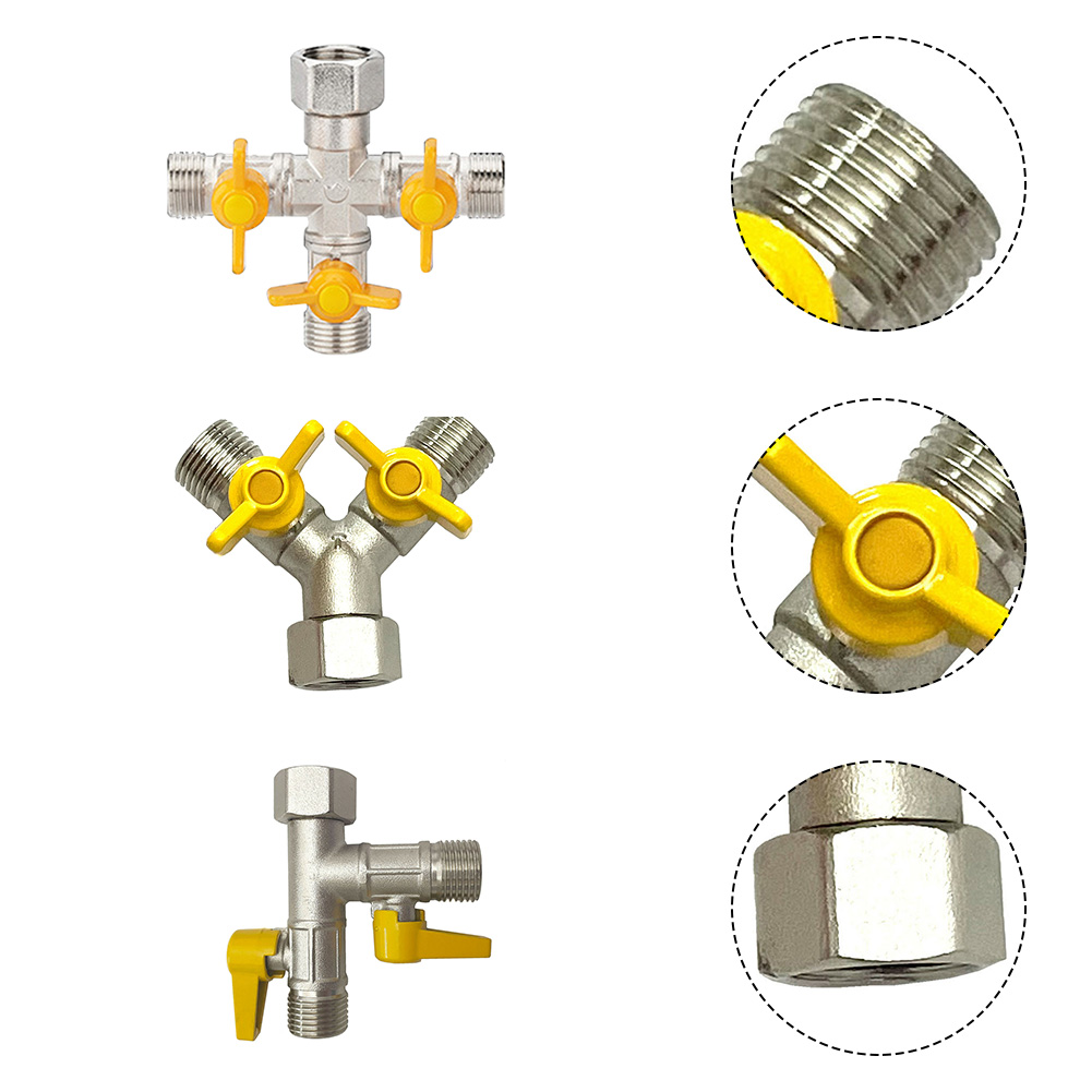 Gasklep Connector Klep Voor Inlaat Slang Multifunctionele Verdeler Dubbele Schakelaar Bal Voor 2 Of 3 Aansluitingen