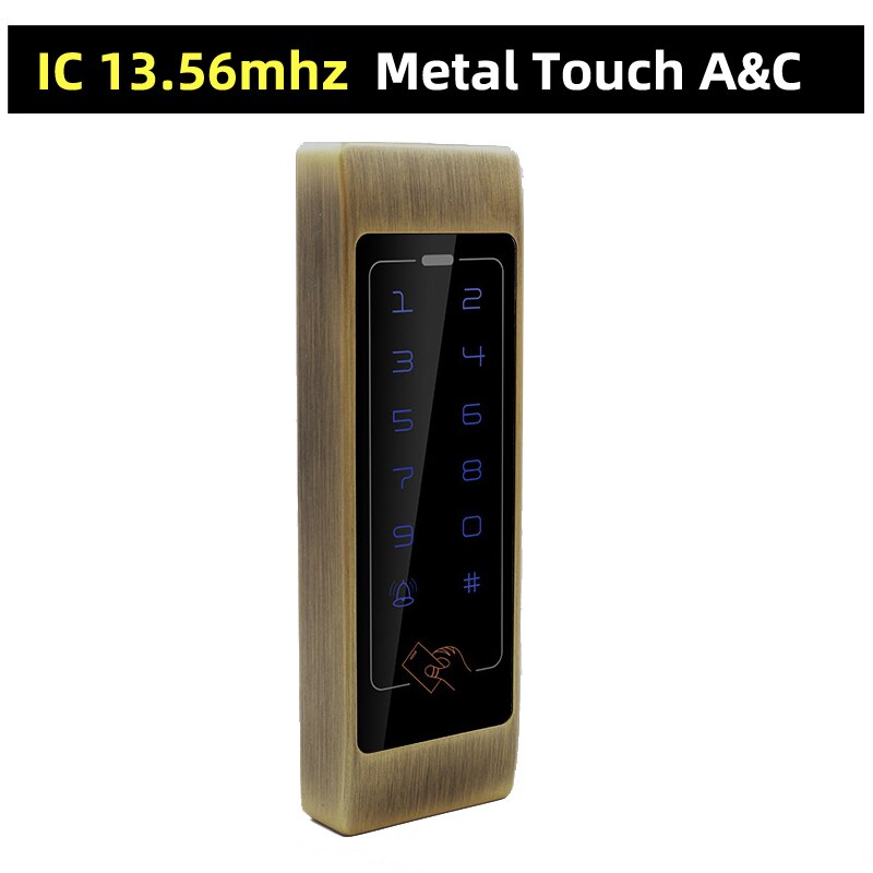 Metal Touch Access Control System RFID Keypad Electric Door Lock Magnetic Controller ID 125khz IC 13.56mhz: Gold IC narrow