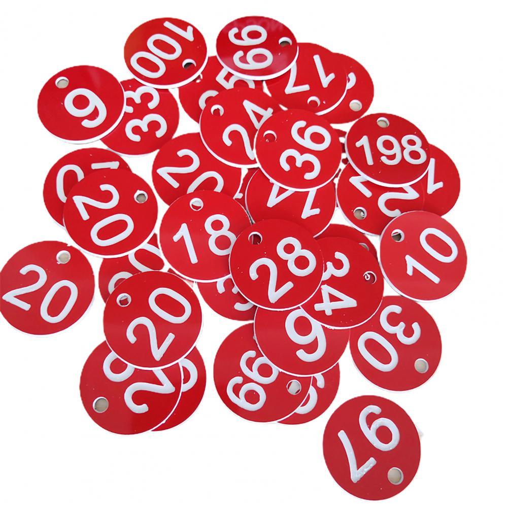 Etiqueta de colmena impermeable, etiqueta de identificación, 1-100 etiquetas numeradas, suministros de apicultura, identificación de Pubs, de señal de mesa, 100 piezas: Rojo