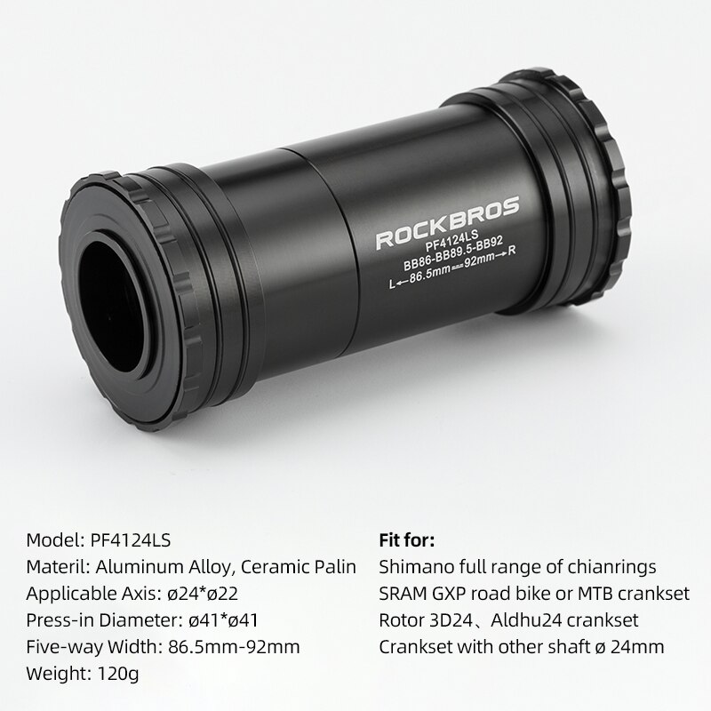 ROCKBROS-Adaptador de soportes inferiores de bicicleta, prensa de rodamiento de cerámica, eje BSA para Shimano R8000 6800 R7000 SRAM GXP SRAM DUB ROTOR 3D: PF4124LS